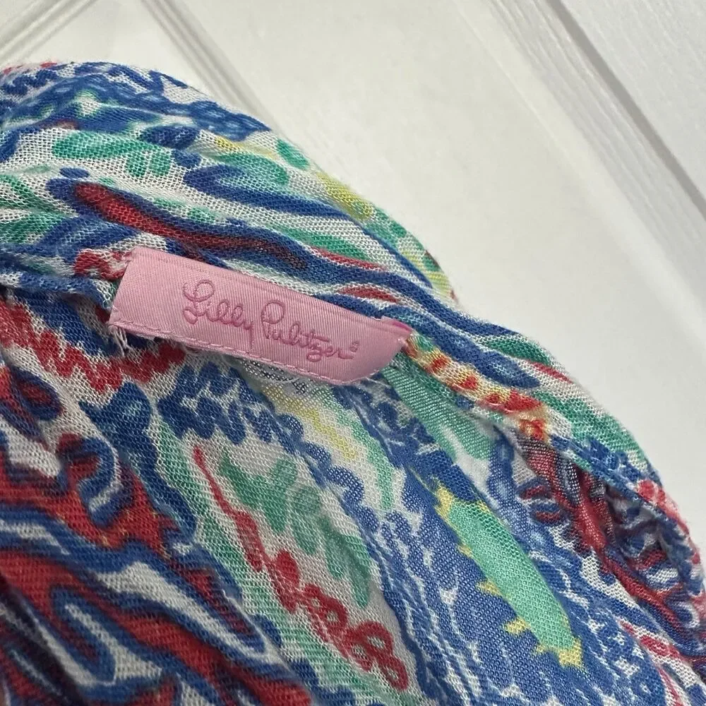 LILLY PULITZER Lightweight Infinity Scarf 100% Cotton Preppy Let Minnow Tropical
